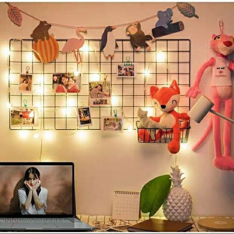 Photo wall ins Network Rail Hearts Pink Iron shelf dormitory Dress up Photo wall decorate metope Shelf