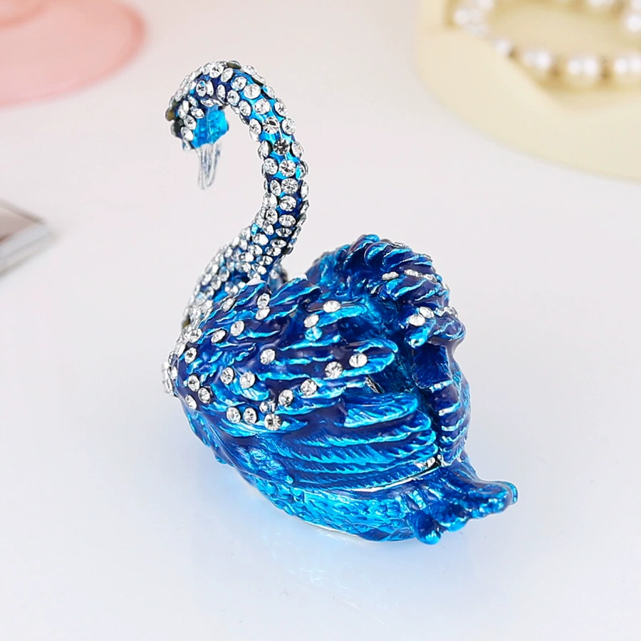Blue metal swan, storage system, accessory, enamel, box, light luxury style