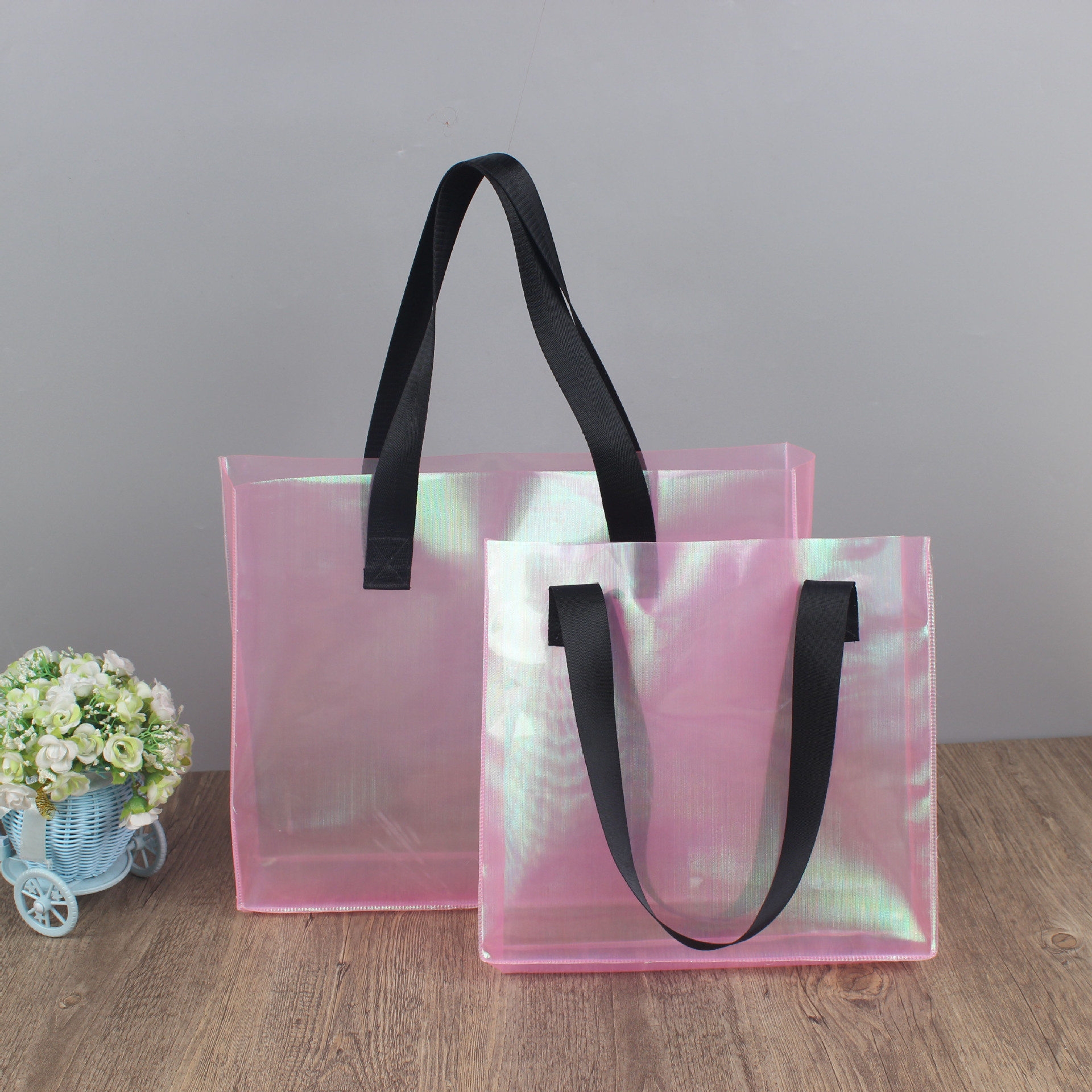 厂家制作pvc彩色果冻购物袋广告活动手提袋可印刷logo