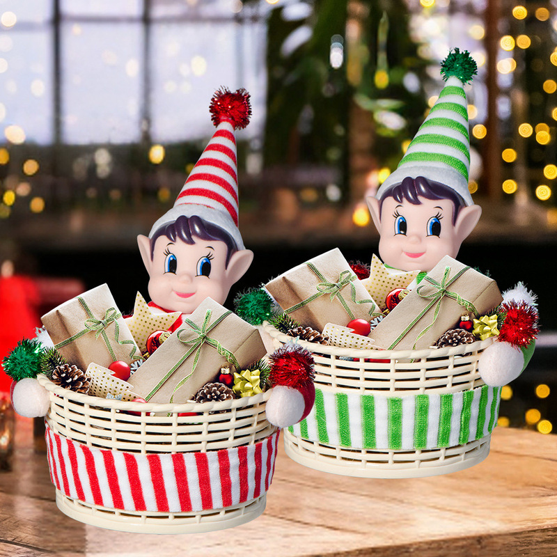 クリスマス装飾クリスマスエルフキャンディバスケットクリスマスデスクトップ装飾品子供のキャンディスナックパーティー装飾|undefined
