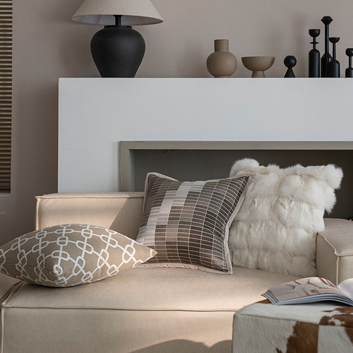 French Cream Style High-End Living Room Sofa Cushion Throw Pillow Sample Room Bedside Cushion Double-Sided Floral Chenille