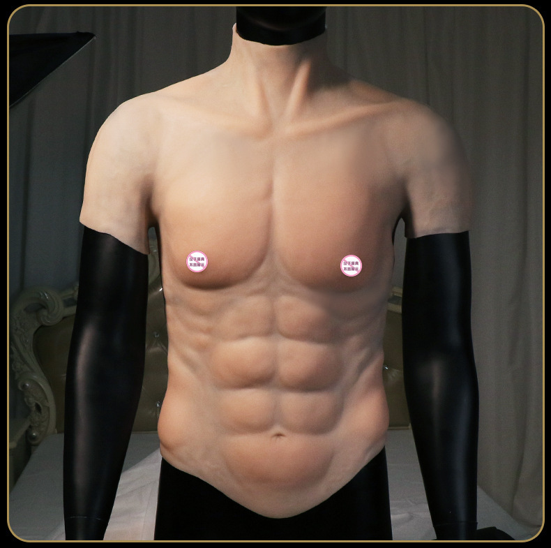 Jiuai Silicone Muscle Costume Top, Realistic Flesh-Tone Chest Design, Adult Cosplay Wear — detail image 19