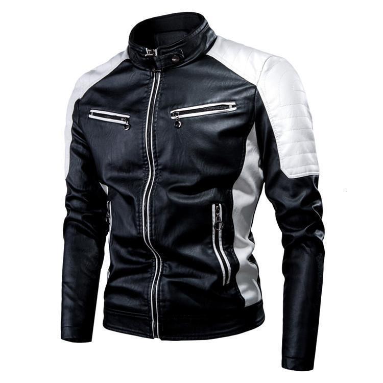 2025 Thin Spring and Autumn Cross-border Casual Men's Leather Fashion Stitching Motorcycle Amazon Retro Leather Jacket Men's Wear 2025 Thin Spring and Autumn Cross-border Casual Men's Leather Fashion Stitching Motorcycle Amazon Retro Leather Jacket Men's Wear