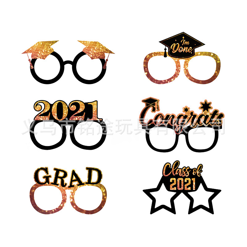 Suministros de decoración para fiestas de graduación Gafas de papel GRAD Gafas de papel Congrats accesorios de graduación Gafas de papel