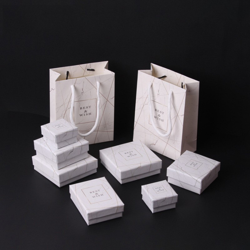 [单拍不发】大理石纹系列纸质礼盒手提袋戒指项链首饰盒一件代发