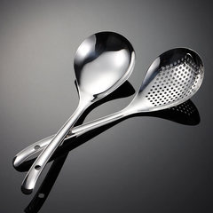 Ain 304 Stainless Steel Flat Handle Pepper Strainer Ladle for Dumplings and Noodles, Large Soup Spoon with Mirror Polished Finish, Gift