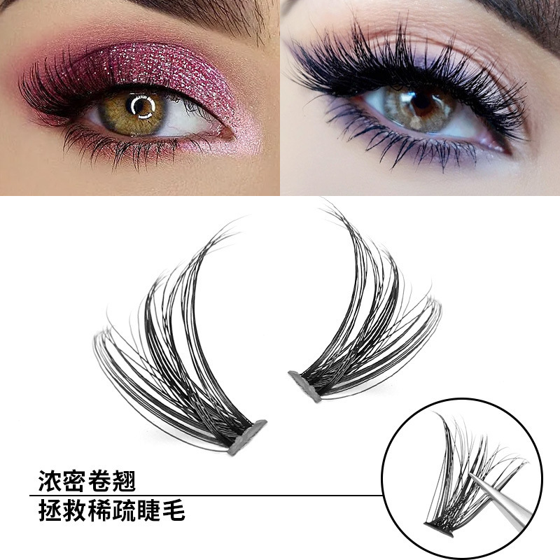 Amazon Cross-border termofusible 30D/40D pestañas postizas 32 filas libro de pestañas D injerto curvado segmento cabello grueso mixto