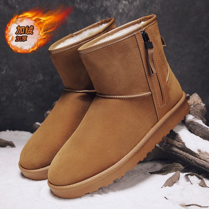 Зимняя новая теплая высокая помощь северо-восточная хлопчатобумажная обувь сплошной цвет дикий бархат утолщенный наружный холодный снег сапоги мужские сапоги