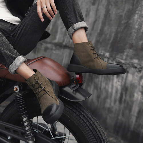 Large size outdoor Martin boots, men's boots, autumn high-top men's leather boots, Korean style retro Chelsea cotton boots