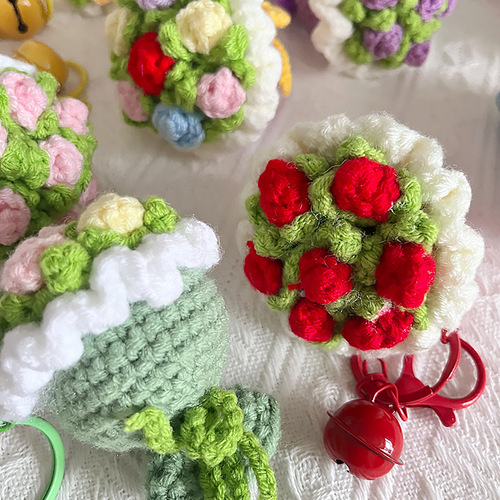 Mini finished yarn hand-held rose Valentine's Day DIY creative gift keychain sunflower decoration hanging ornament