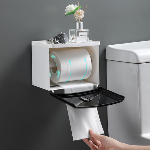 Toilet paper box bathroom tissue box toilet paper storage rack toilet home punch-free creative waterproof paper roll