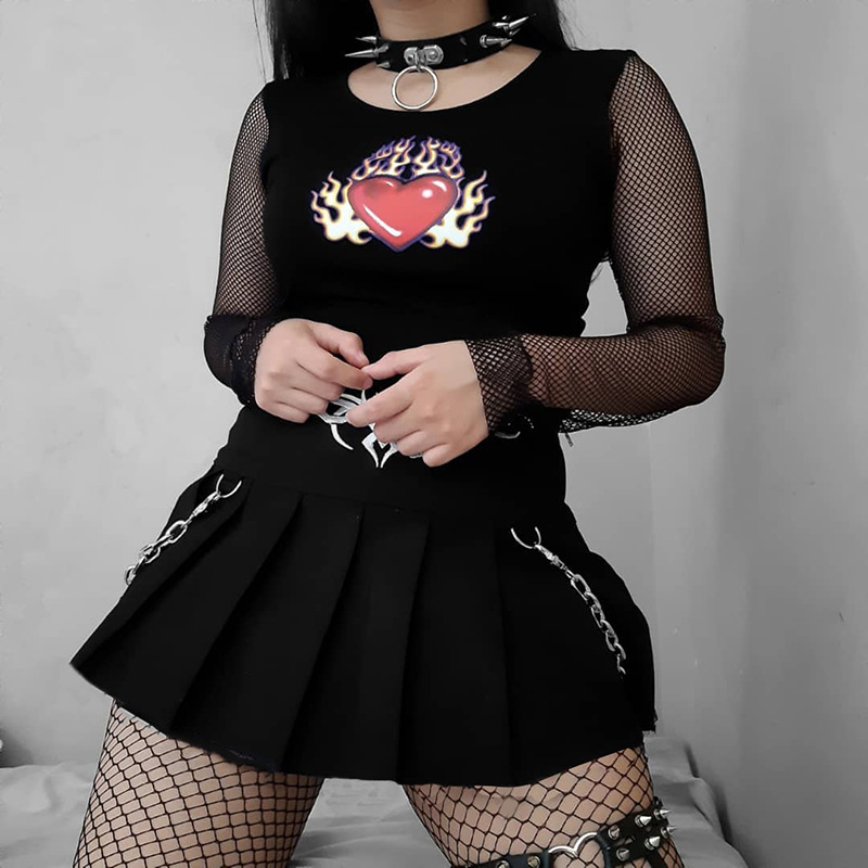 Gothic Style Totem Embroidery Chain Miniskirt NSGYB116280