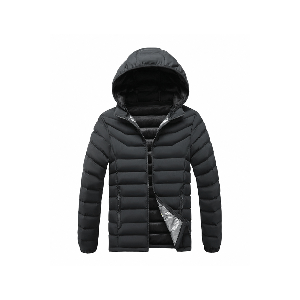 Rib Suit Cotton-padded Coat Men's Graphene Removable Cap Casual Thickened Top Jacket_voghion.com