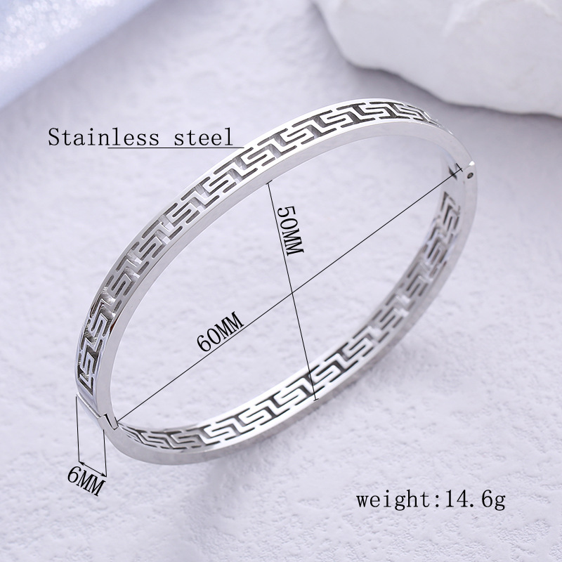Wholesale Basic Geometric Stainless Steel Bangle display picture 2