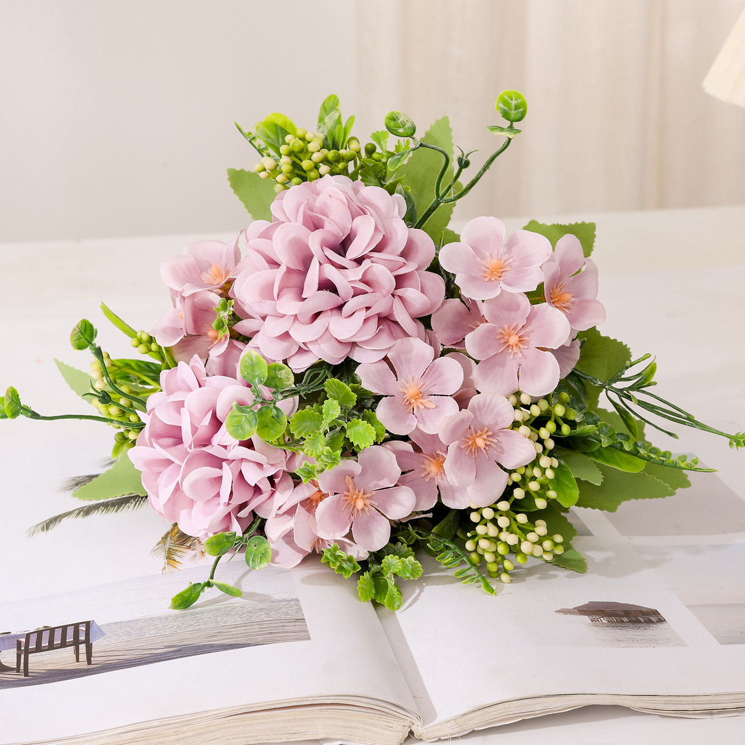 Baifang jardín Maria mariposa bola flor artificial escritorio decoración apoyos mesa de comedor boda arreglo de flores decoración