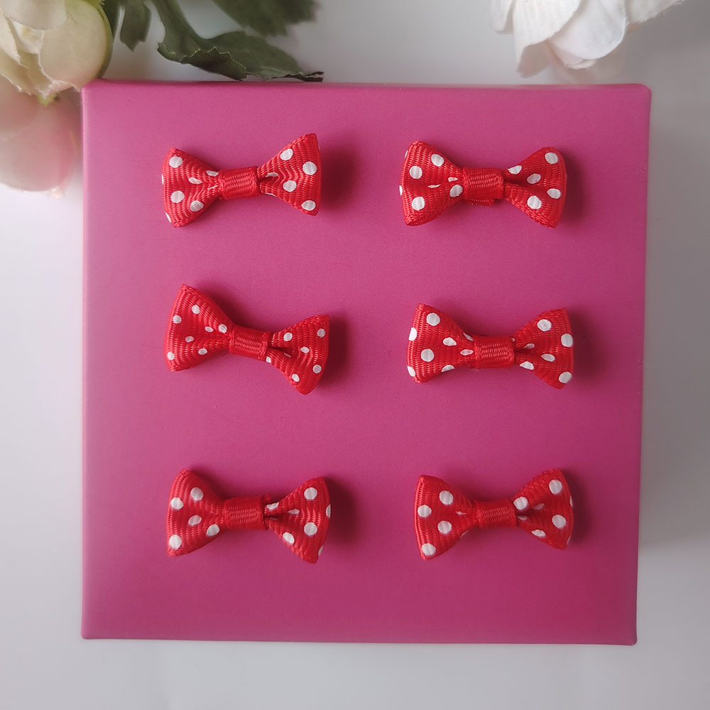 En stock 2,5 cm Polka Dot bolsa cintura arco horquilla DIY accesorios de juguete hilo cintura pajarita embalaje al por mayor