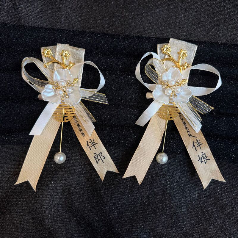 Bridesmaid wrist corsage, bride's sister group boutonniere, forest-style fresh and simple Korean-style wedding performance pearl wrist corsage