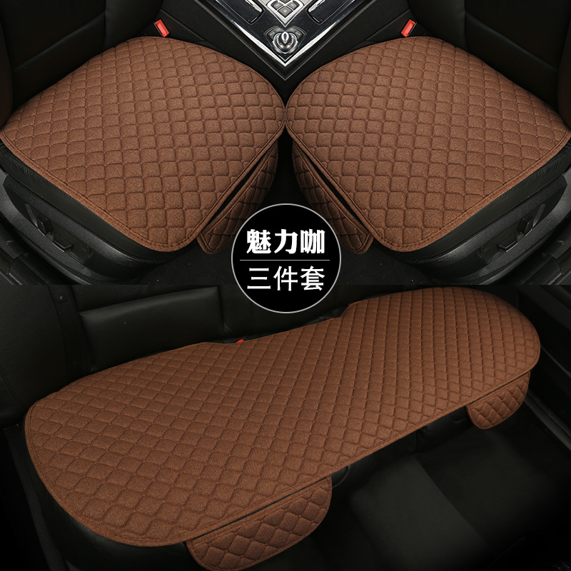 (2개) 국경 간 카시트 쿠션 사계절 통기성 비 슬립 단일 3 피스 린넨 유니버설 시트 쿠션 제조업체를 대신하여