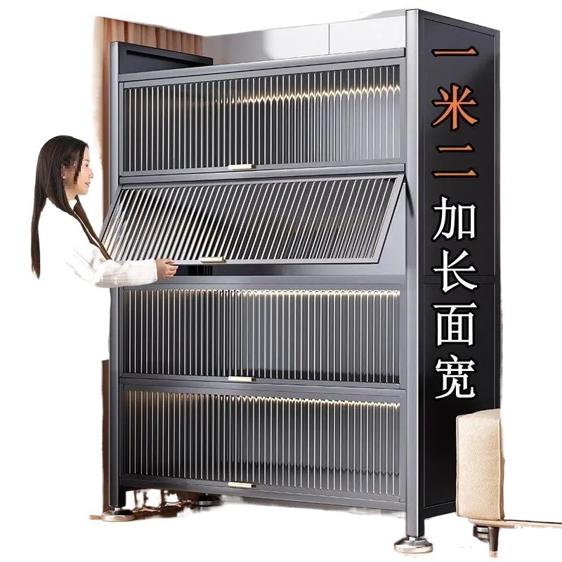 加厚厨房置物架落地多层橱柜家用微波炉碗柜餐边柜楼道储物柜门外|undefined