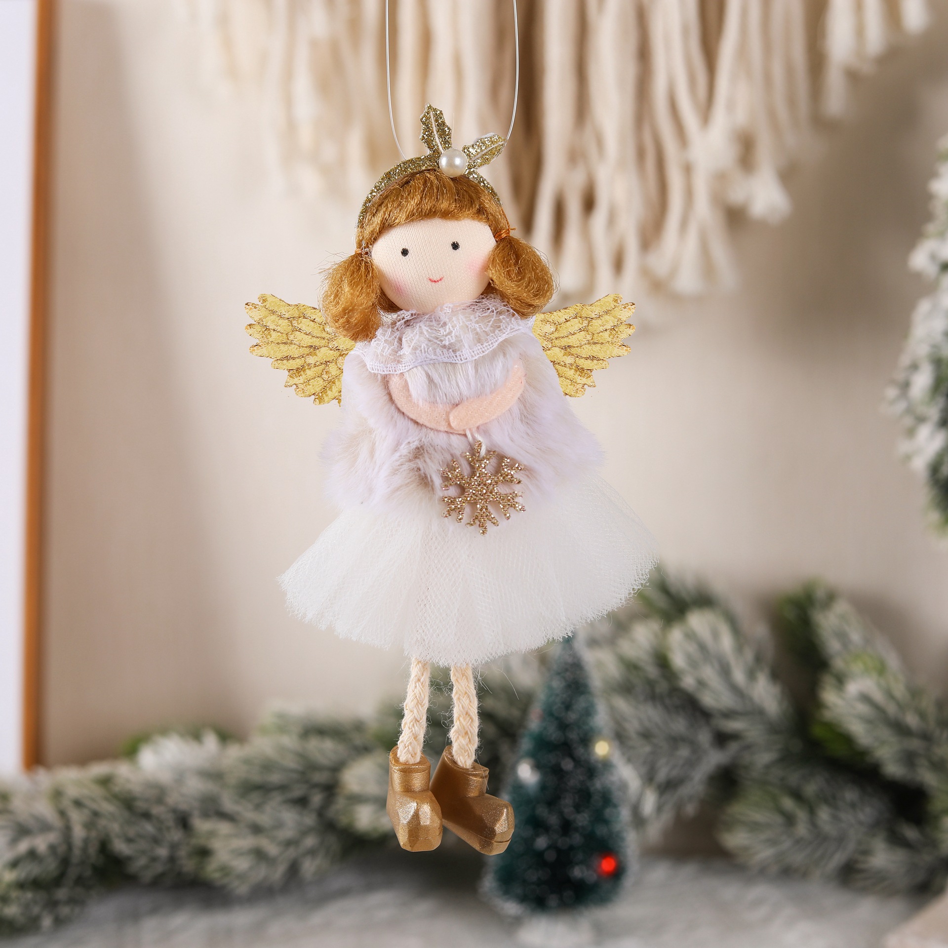New decorations cute plush headband angel home decoration Christmas tree pendant_voghion.com