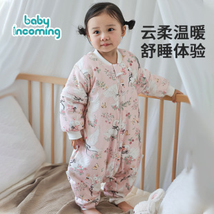Infant Sleeping Bag Detachable Sleeve Thickened Leg Pajamas Pure Cotton Baby's Anti-Scare Nightgown Children's Nap Anti-kick Quilt