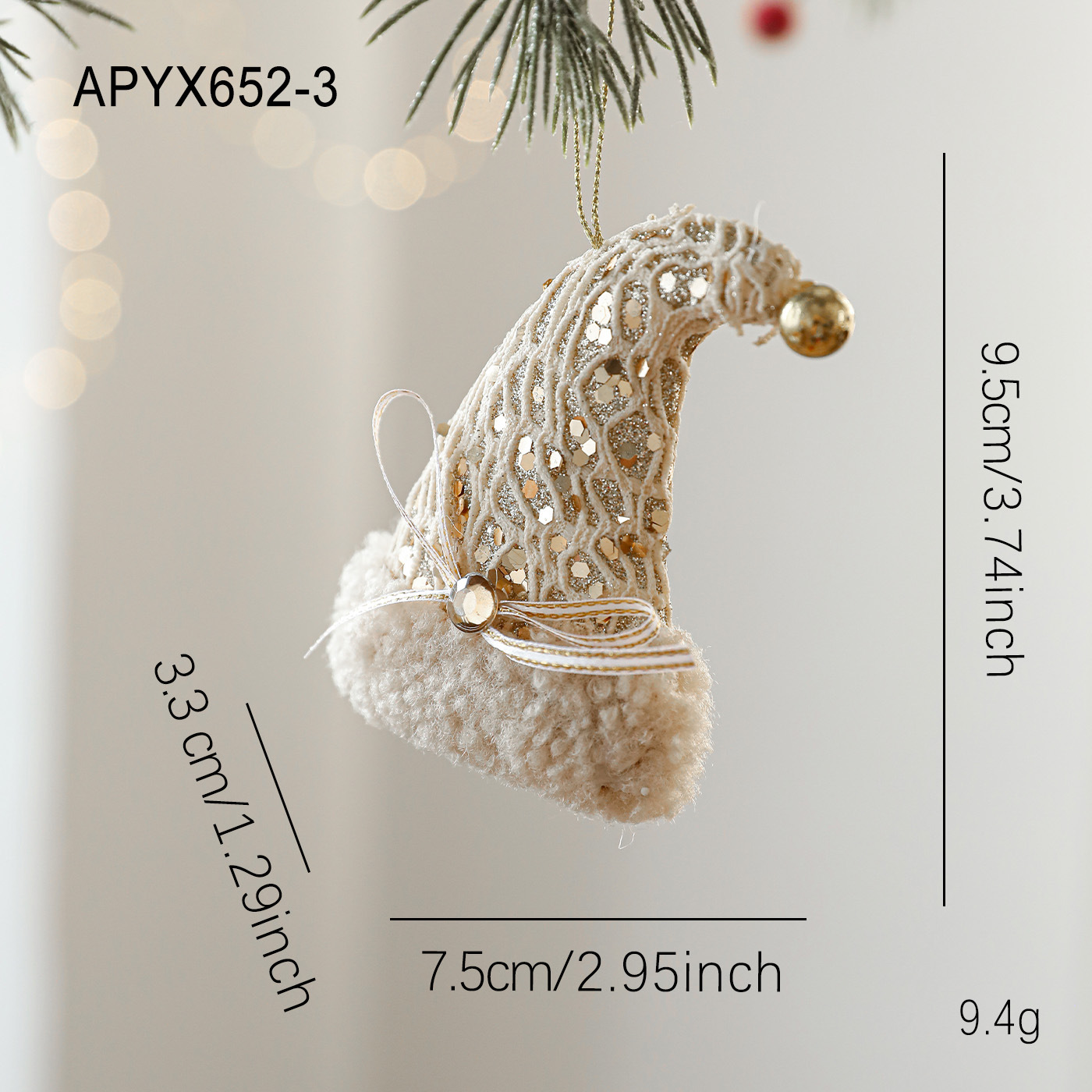 Nuevos colgantes de Navidad de espuma de color champán polvo adhesivo envoltura tela decoración de árbol de Navidad colgantes de perlas diseño de escena de forma especial