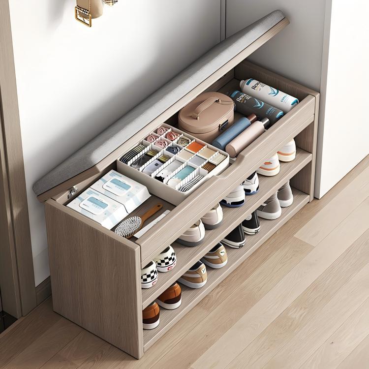 Taburete de cambio de zapatos de puerta de entrada, taburete de asiento de puerta de entrada doméstica, taburete de asiento integrado, portable de almacenamiento de zapatos, estante de zapatos extremadamente estrecho