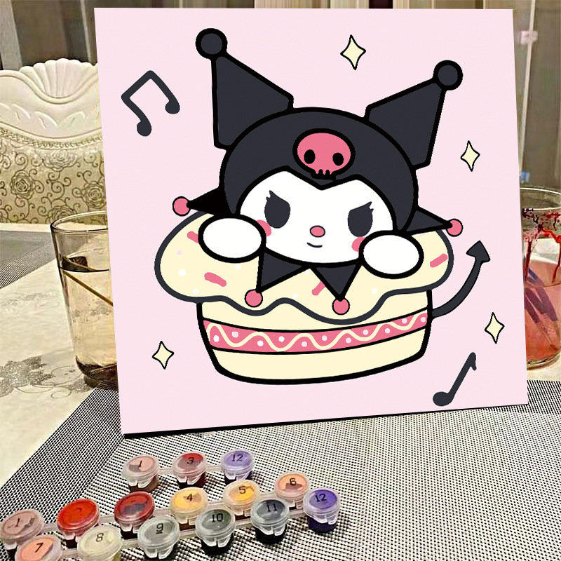 デジタル油絵diyの塗り絵の子供は漫画のアニメを埋めて色を塗ります。|undefined