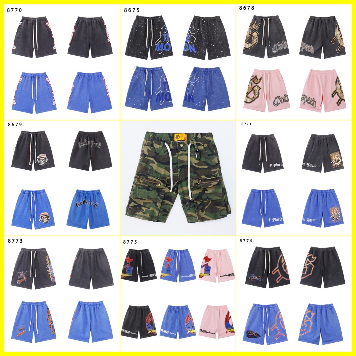 Japanese retro camouflage shorts for men and women