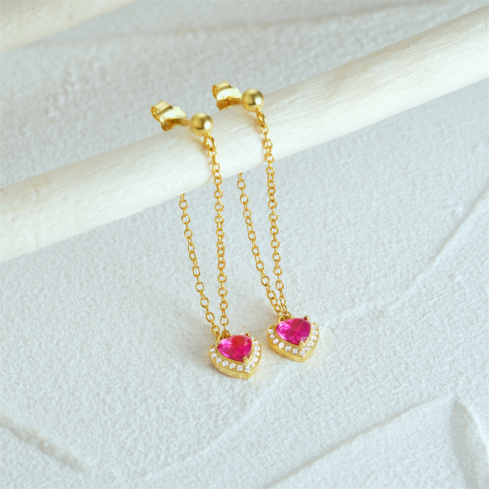 Casual, Holiday, Daily Occasion 1 Pair 925 Sterling Silver Heart Shape Drop Earrings