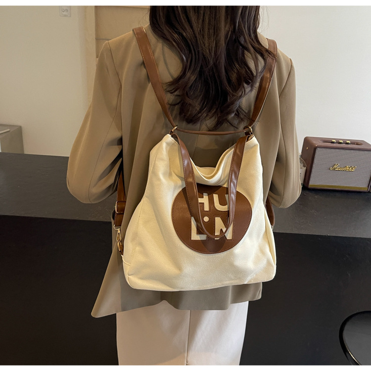 Korean letter printed multi-purpose cloth bag, 2024 new style, high-quality student backpack, commuting single-shoulder bag undefined