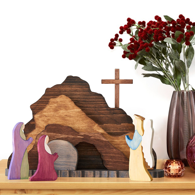 Cross Border Easter Wooden Nativity Scene Montessori Inspired Decoration Handicraft Jesus Decoration