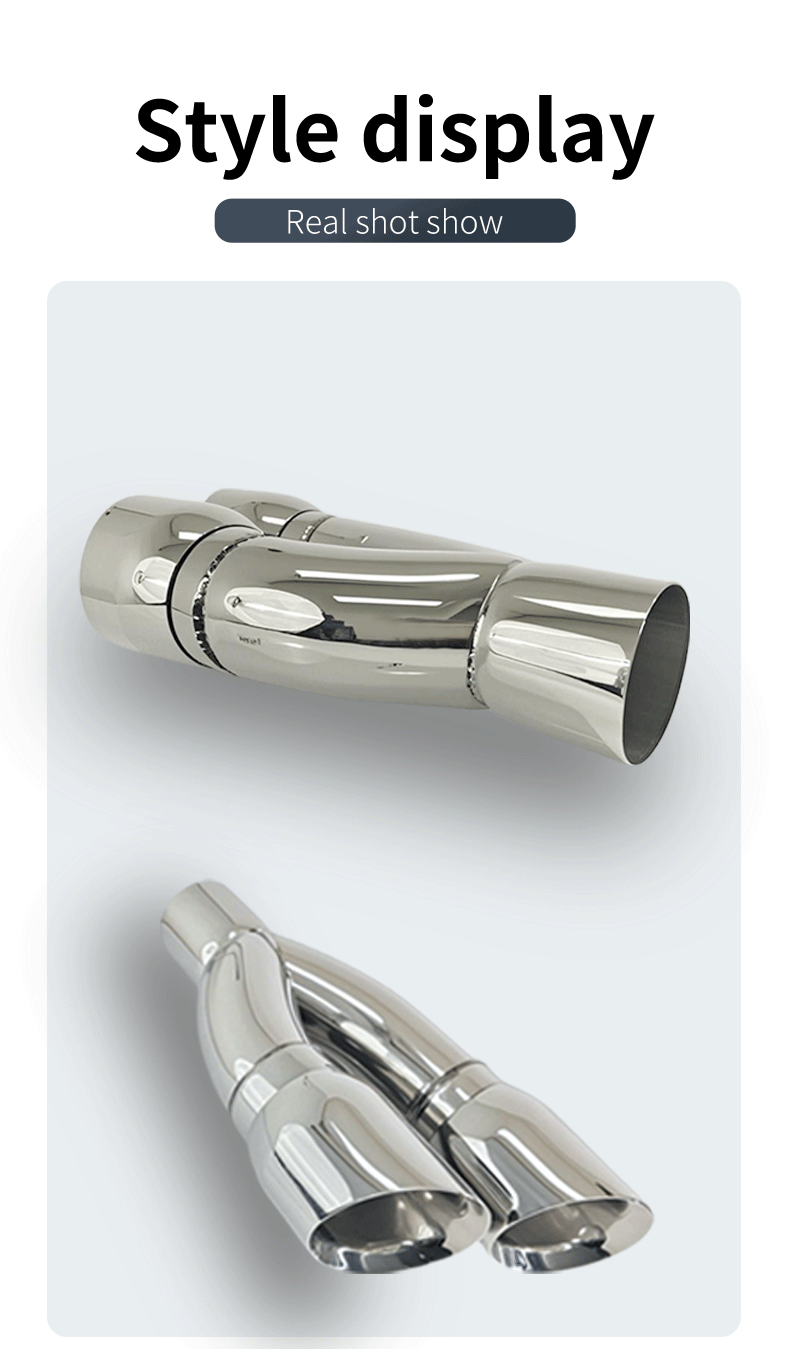 One-To-Two Welded Type Double-Layer Angled Dual Outlet Stainless Steel Tailpipe U-Shaped One-To-Two Car Modification Dual Outlet Tailpipe