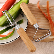 不锈钢削皮刀 家用土豆削皮器 水果刮皮刨厨房工具木柄蔬果刨批发