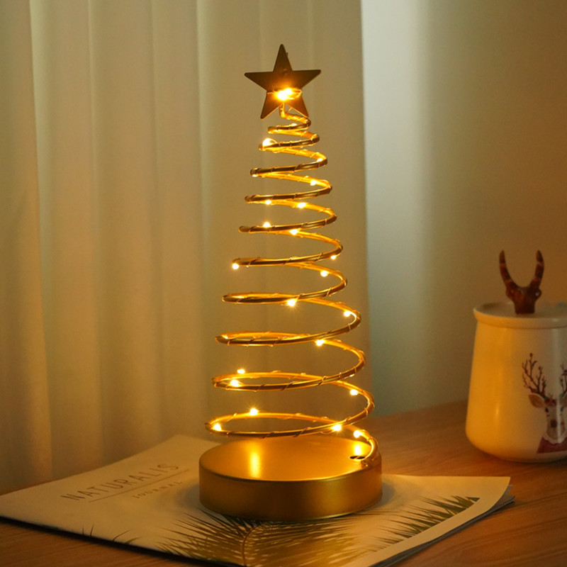 Nuevo transfronterizo LED estrella lámpara de cristal comercial de árbol de Navidad modelado lámpara de escritorio pequeña lámpara de alambre de cobre decoración lámpara de noche