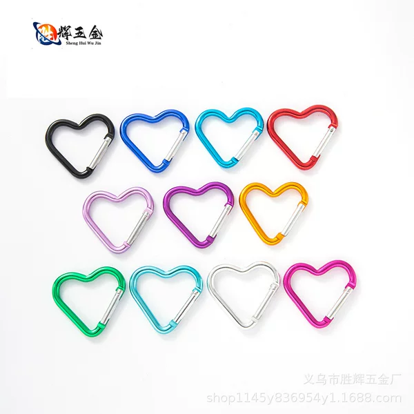 Wholesale In-Stock Heart-Shaped Carabiners, Heart-Shaped Accessories, Toys, Luggage Hanging Buckles, Peach Heart Carabiners