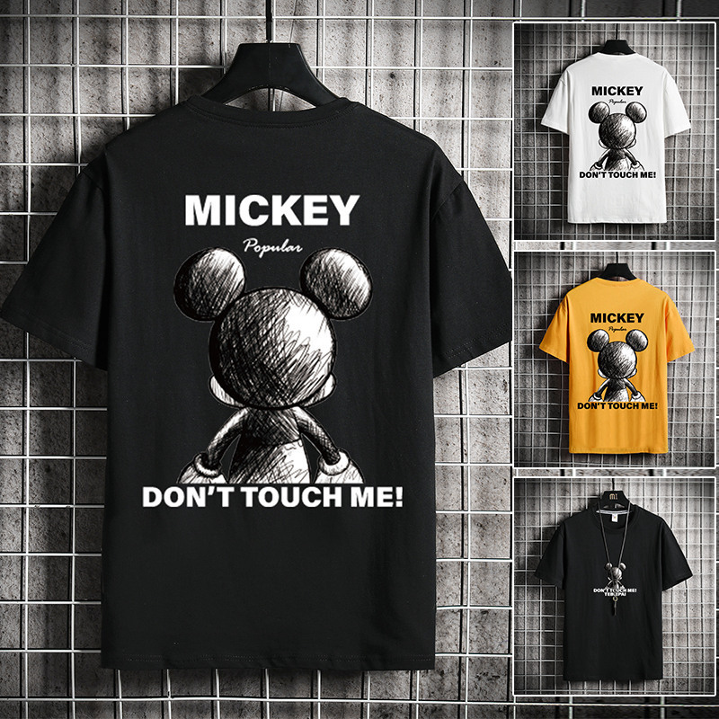 Ice Mickey Short-sleeved T-shirt Men's Trendy Brand Summer Loose Printed Couple's Half-sleeved Hong Kong Style Trendy Top Clothes Men's T-shirt