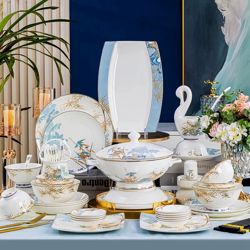 Посуда из чисто белого фарфора из Jingdezhen, чаши и тарелки, подарок на новоселье/свадьбу/отель, домашняя керамическая посуда, десертная тарелка