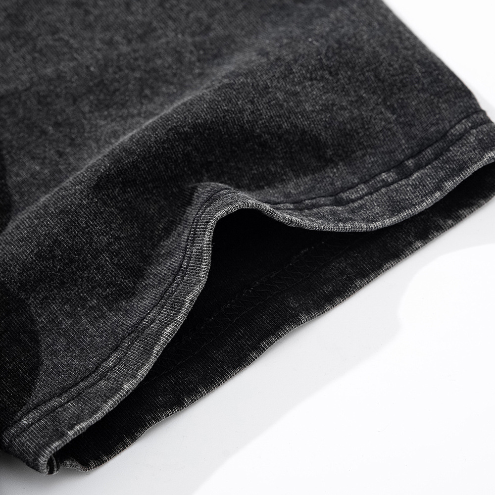 American High Street carácter carta impresión lavada manga corta Camiseta hombres ins verano casual cuello redondo algodón media manga camisa moda