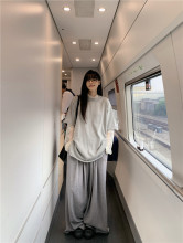 慵懒风穿搭蕾丝打底衫宽松针织上衣休闲裤2025春夏新款时尚套装女