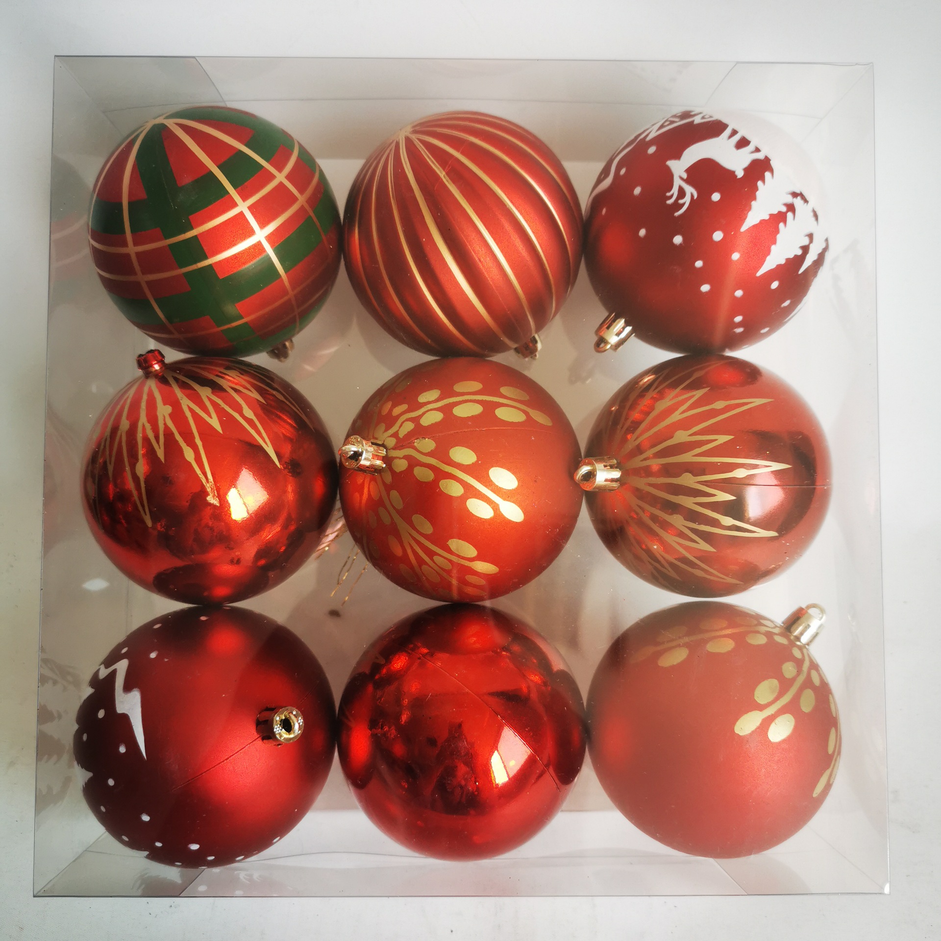 Navidad transfronteriza spot 8cm 9 colgantes de árbol de Navidad pintado de plástico decoración de fiesta en el hogar