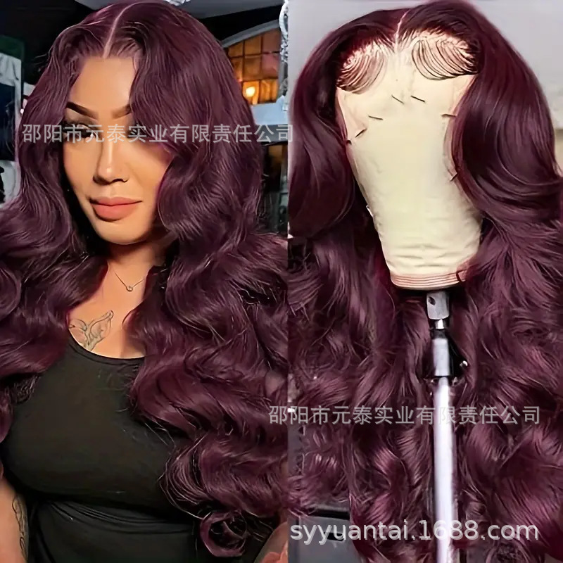 Dark Burgundy Lace Front Wigs 13X4 Body...