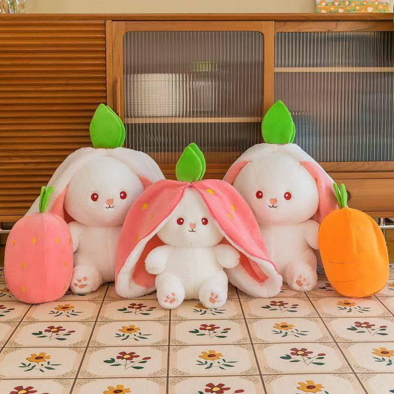 人気のかわいい変身ウサギのぬいぐるみウサギ枕ニンジンイチゴウサギ人形人形|undefined