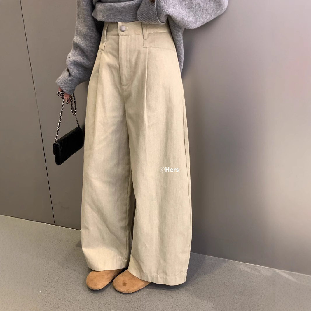 [그녀] 동문 가을 폭발 단순 통근자 조커 넓은 다리 풍선 높은 허리 캐주얼 바지 2061