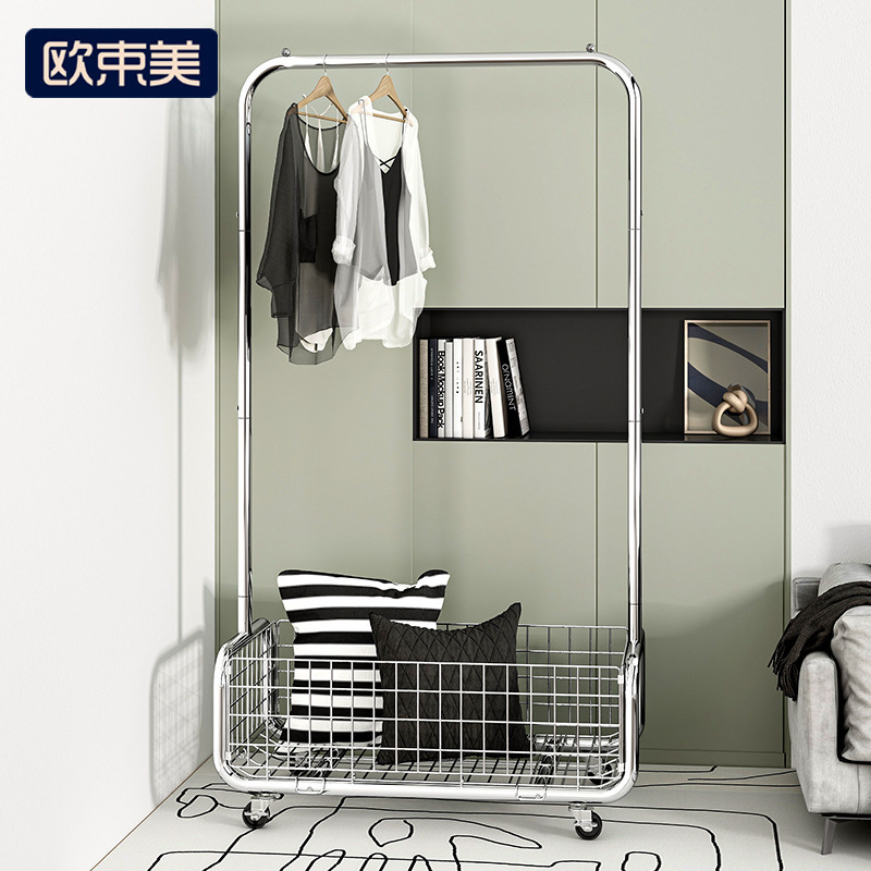 Clothes Rack Floor-Standing Bedroom Clothes Rack Mobile Light Luxury Clothes Drying Rack Household Coat Rack Storage Clothes Storage Rack Wholesale