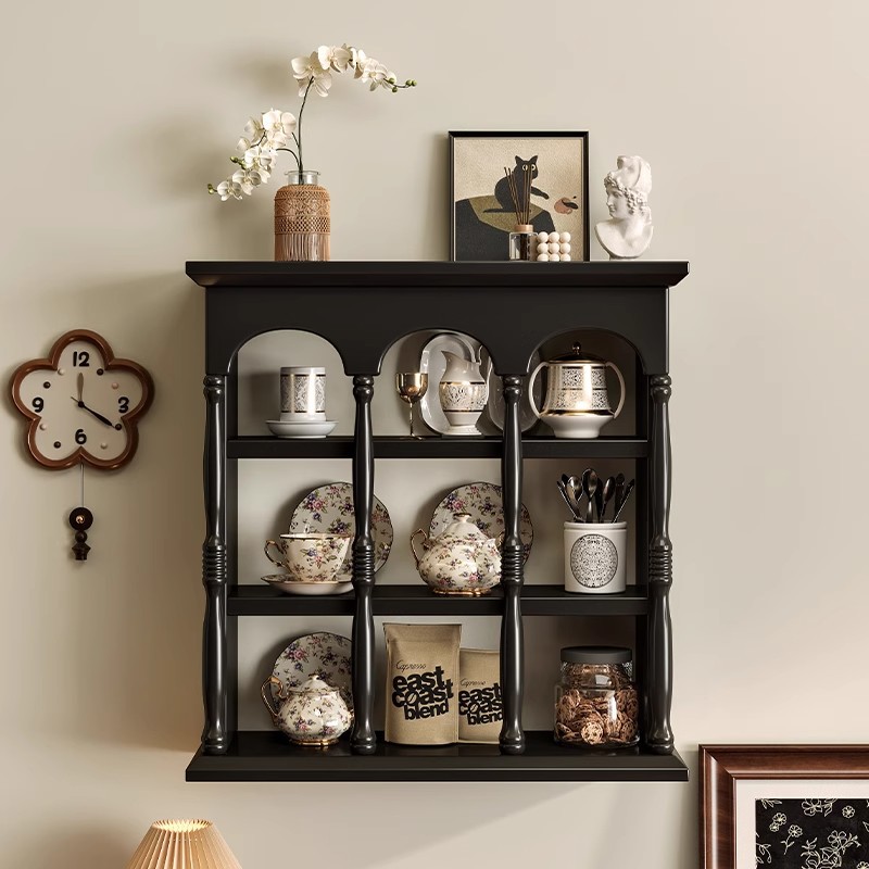 Francés retrógrado soporte de tazas de madera sólida estante de café americano pared tazas de almacenamiento estante de exhibición de pared Patnon