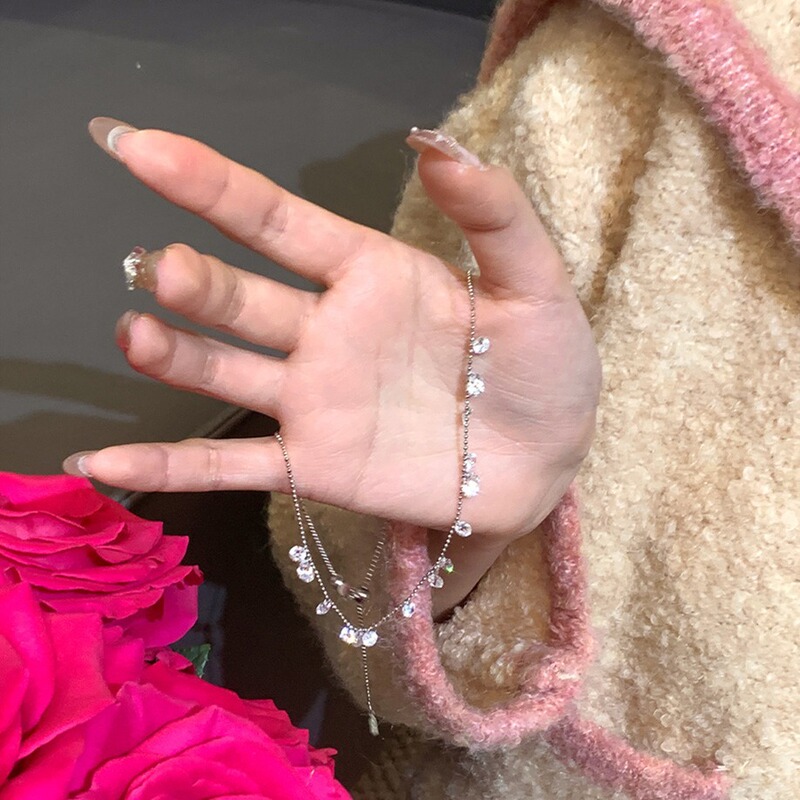 Explosions sparkling starry anklet tears broken star river diamond necklace women's beads clavicle chain irregular water drops