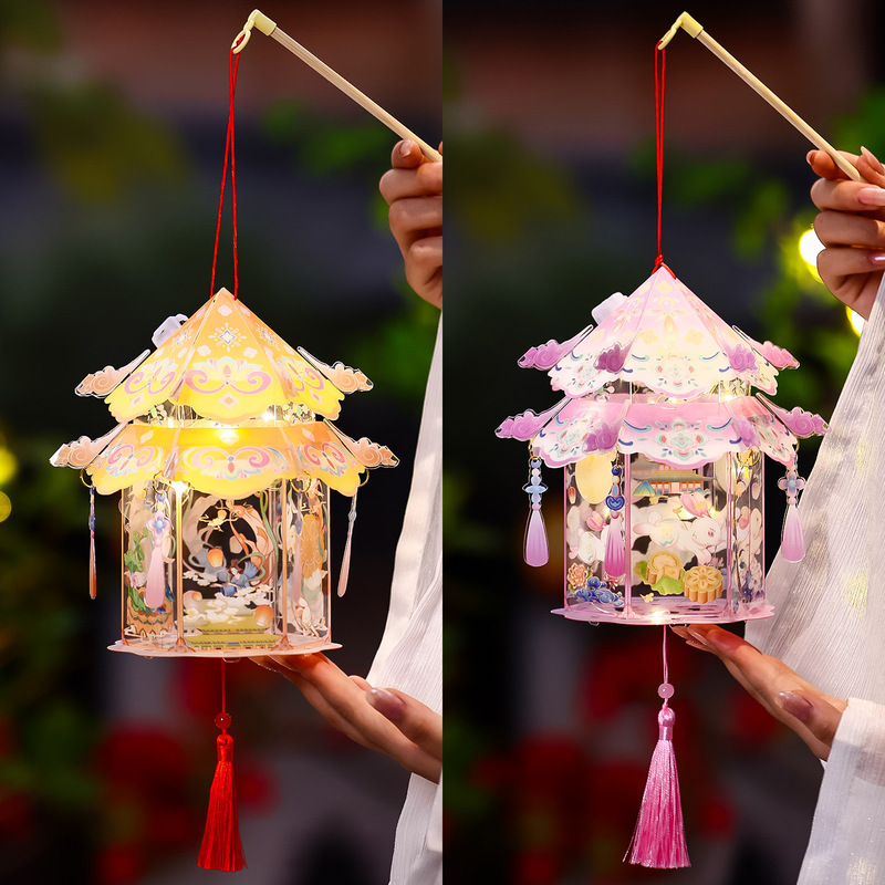 中秋葫芦灯笼幼儿园儿童手工diy材料包 手提古风发光福禄花灯挂饰|undefined