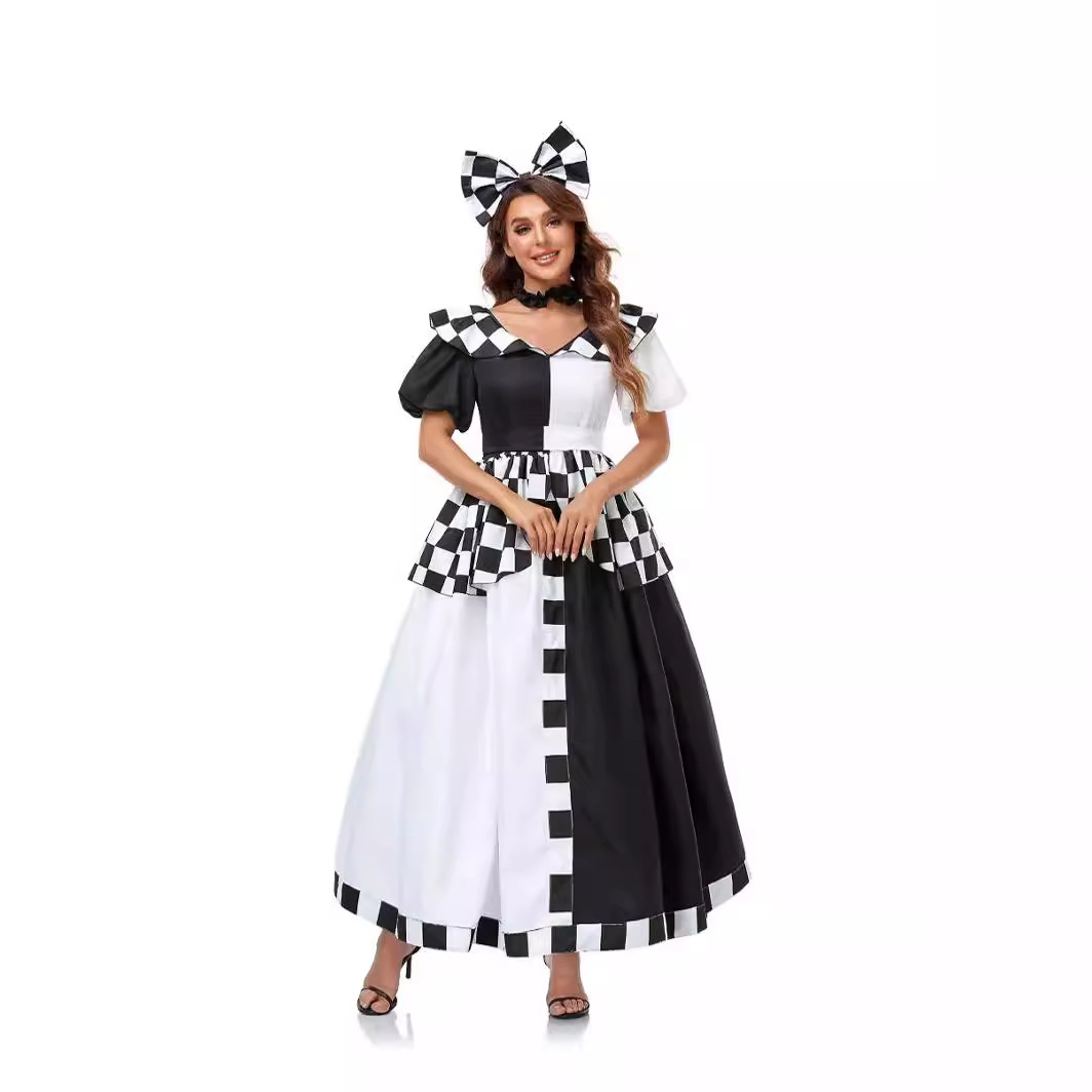 Halloween New Alice in Wonderland Costume Night DS Stage Costume Black and White Princess Dress