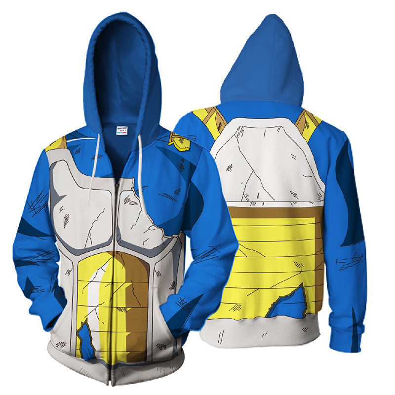 Popular Japanese Anime Dragon Ball Series Sweatshirt 3D Printed Hooded Cardigan Jacket Cosplay Anime Peripherals